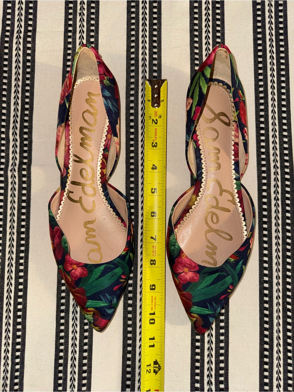 Sam Edelman Floral Pointed D'Orsay Flats in Green, Pink & Red, Size 7.5 - Picture 13 of 15